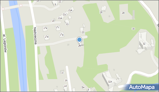 Ustroń, Nadrzeczna, 25, mapa Ustroń