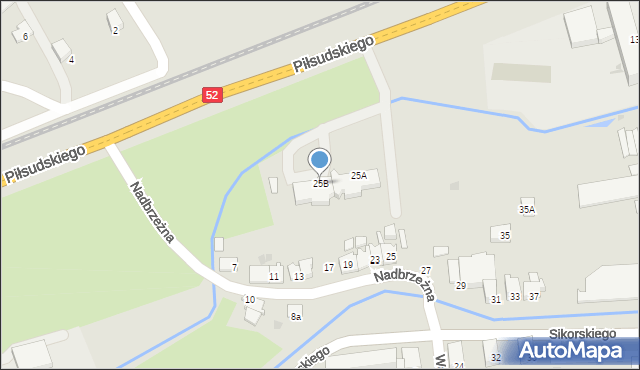 Wadowice, Nadbrzeżna, 25B, mapa Wadowice