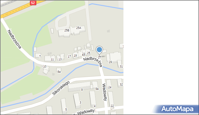 Wadowice, Nadbrzeżna, 27, mapa Wadowice