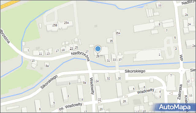 Wadowice, Nadbrzeżna, 29, mapa Wadowice