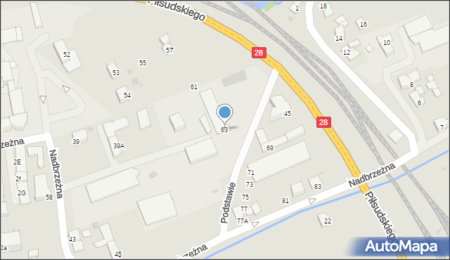 Wadowice, Nadbrzeżna, 63, mapa Wadowice