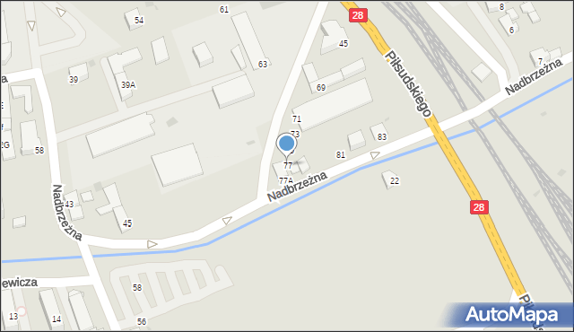 Wadowice, Nadbrzeżna, 77, mapa Wadowice