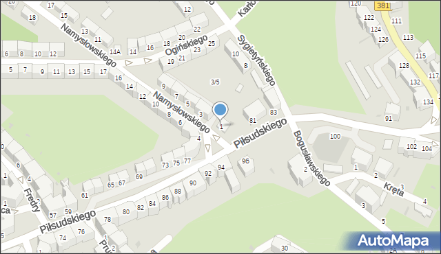 Wałbrzych, Namysłowskiego Karola, 1, mapa Wałbrzycha