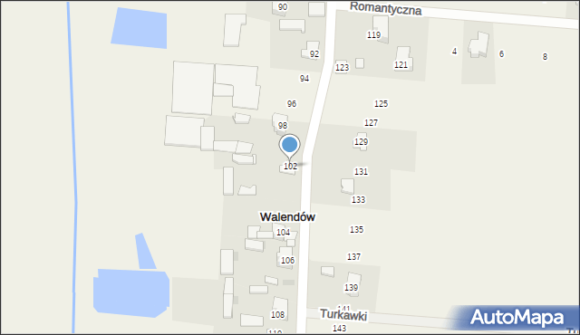 Walendów, Nad Utratą, 102, mapa Walendów