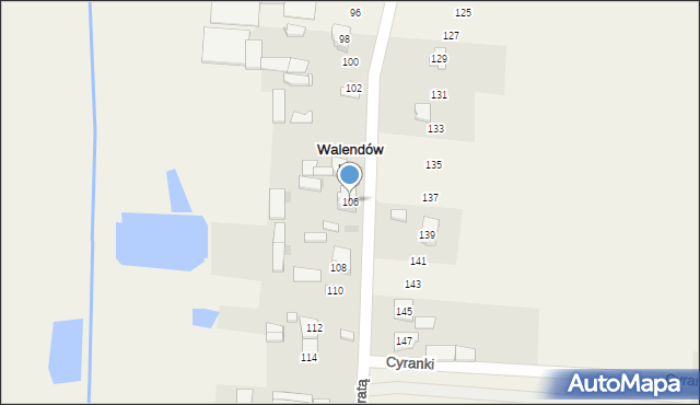Walendów, Nad Utratą, 106, mapa Walendów