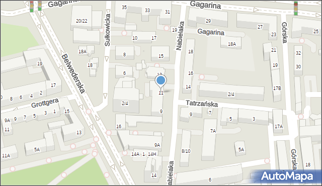 Warszawa, Nabielaka Ludwika, 11, mapa Warszawy