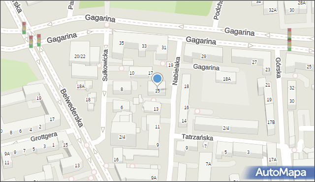 Warszawa, Nabielaka Ludwika, 15, mapa Warszawy