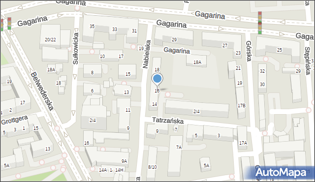 Warszawa, Nabielaka Ludwika, 16, mapa Warszawy