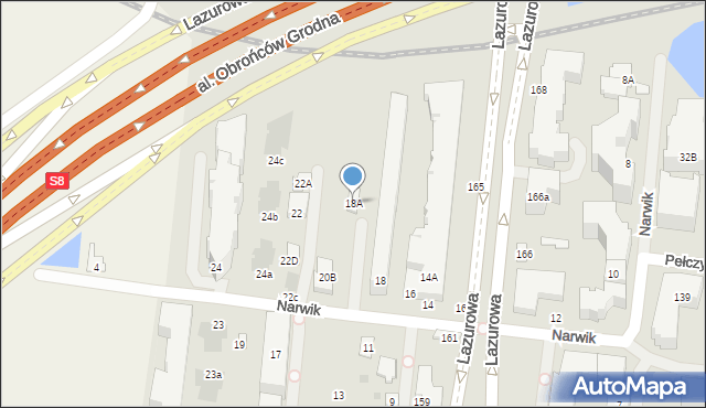 Warszawa, Narwik, 18A, mapa Warszawy