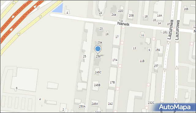 Warszawa, Narwik, 23b, mapa Warszawy