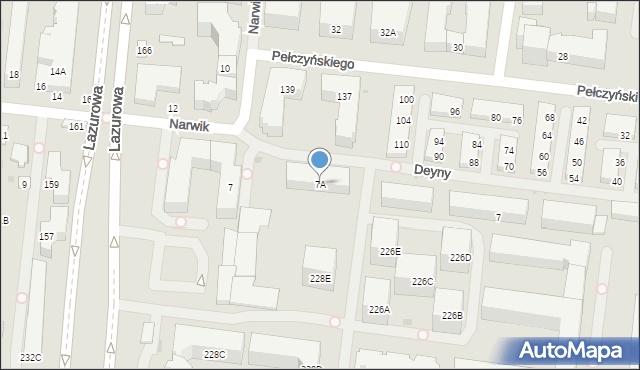 Warszawa, Narwik, 7A, mapa Warszawy