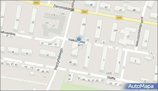 Warszawa, Nałkowskiej Zofii, 9A, mapa Warszawy