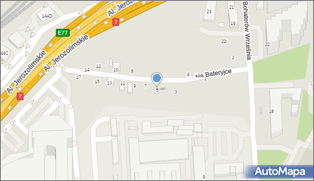 Warszawa, Na Bateryjce, 5, mapa Warszawy