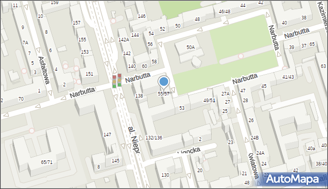 Warszawa, Narbutta Ludwika, 55/57, mapa Warszawy