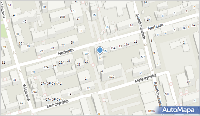 Warszawa, Narbutta Ludwika, 17, mapa Warszawy