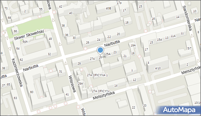Warszawa, Narbutta Ludwika, 27, mapa Warszawy