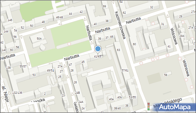 Warszawa, Narbutta Ludwika, 41/43, mapa Warszawy