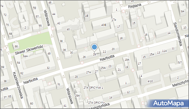 Warszawa, Narbutta Ludwika, 24, mapa Warszawy