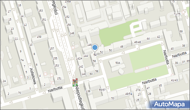 Warszawa, Narbutta Ludwika, 54, mapa Warszawy