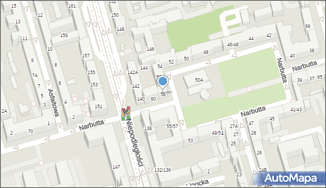 Warszawa, Narbutta Ludwika, 58, mapa Warszawy
