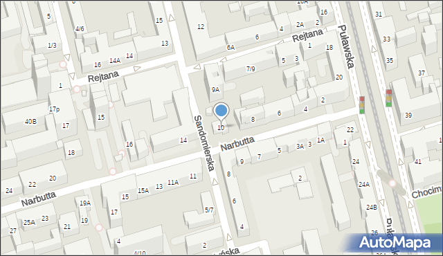 Warszawa, Narbutta Ludwika, 10, mapa Warszawy