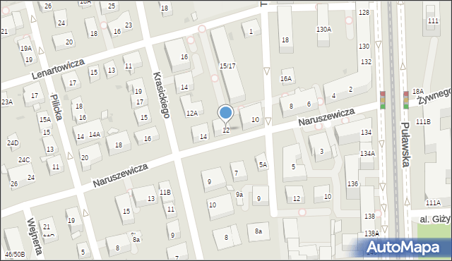Warszawa, Naruszewicza Adama, 12, mapa Warszawy