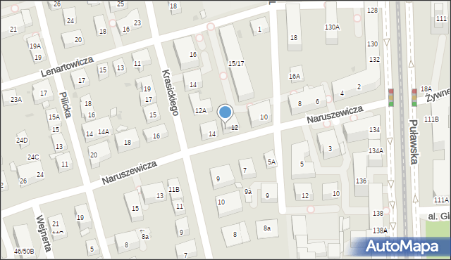 Warszawa, Naruszewicza Adama, 12A, mapa Warszawy