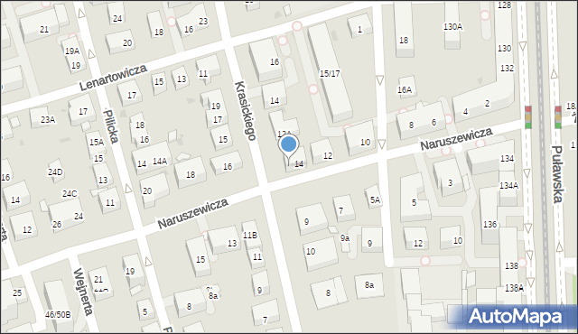 Warszawa, Naruszewicza Adama, 14A, mapa Warszawy