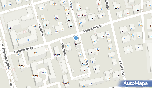 Warszawa, Naruszewicza Adama, 19, mapa Warszawy