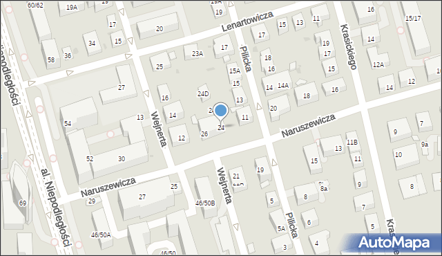 Warszawa, Naruszewicza Adama, 24, mapa Warszawy