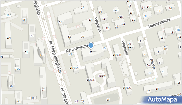 Warszawa, Naruszewicza Adama, 27, mapa Warszawy