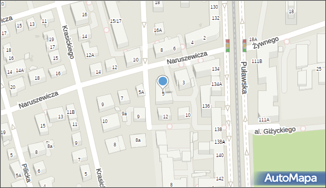 Warszawa, Naruszewicza Adama, 5, mapa Warszawy