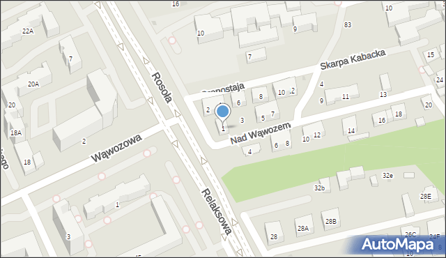 Warszawa, Nad Wąwozem, 1, mapa Warszawy