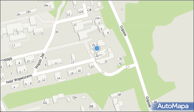 Warszawa, Nad Wąwozem, 24, mapa Warszawy