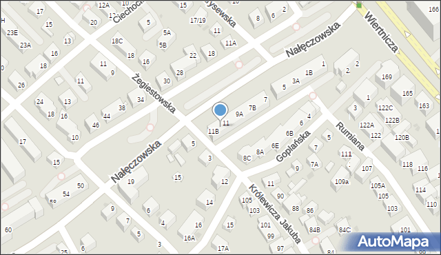 Warszawa, Nałęczowska, 11A, mapa Warszawy