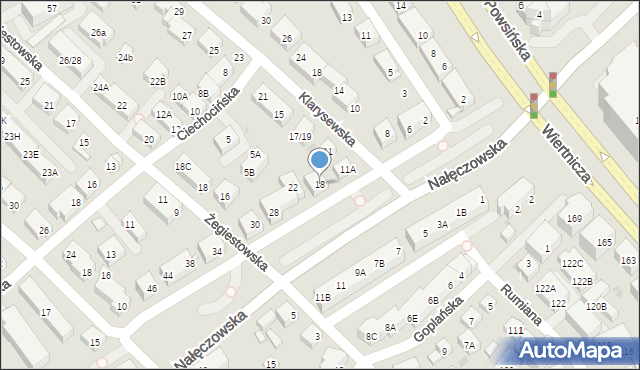 Warszawa, Nałęczowska, 18, mapa Warszawy