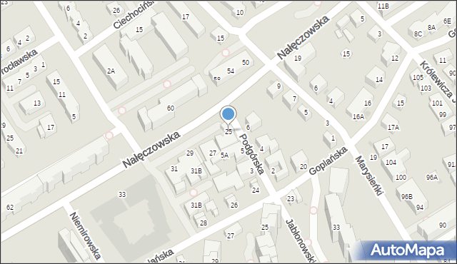 Warszawa, Nałęczowska, 25, mapa Warszawy