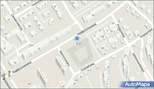 Warszawa, Nałęczowska, 33, mapa Warszawy