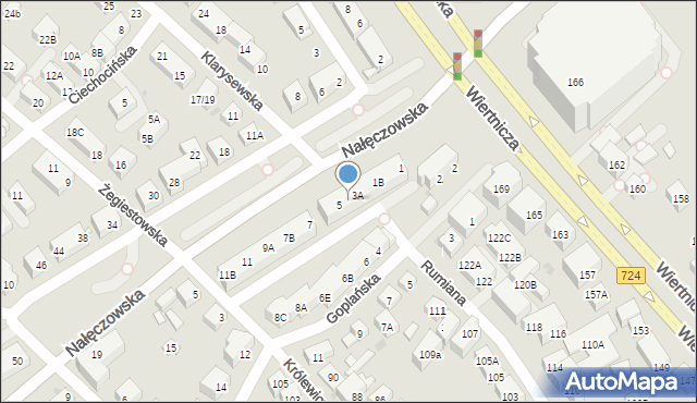 Warszawa, Nałęczowska, 3B, mapa Warszawy