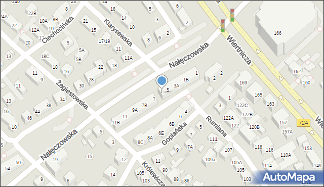 Warszawa, Nałęczowska, 5A, mapa Warszawy