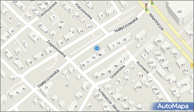 Warszawa, Nałęczowska, 9, mapa Warszawy