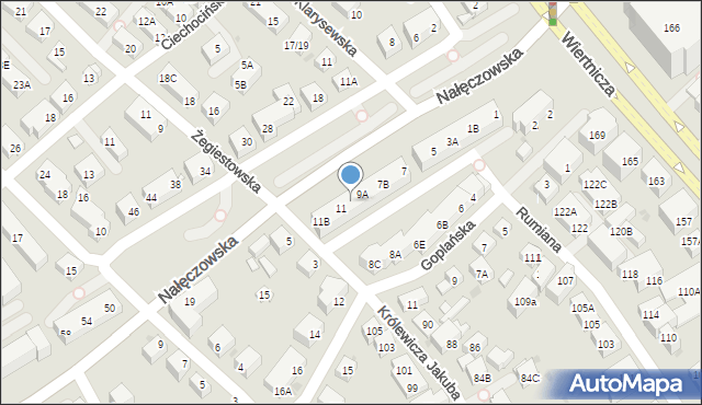 Warszawa, Nałęczowska, 9B, mapa Warszawy