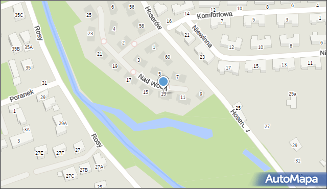 Warszawa, Nad Wodą, 13, mapa Warszawy