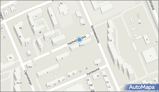 Warszawa, Nadwiślańska, 8, mapa Warszawy