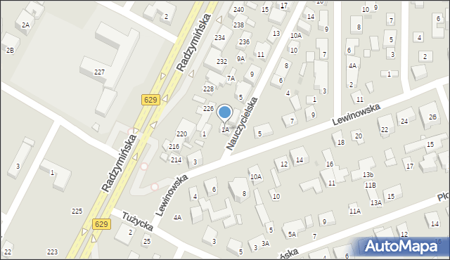 Warszawa, Nauczycielska, 1A, mapa Warszawy