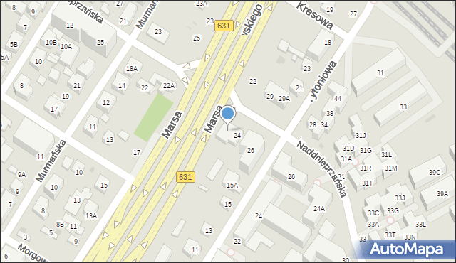 Warszawa, Naddnieprzańska, 24A, mapa Warszawy