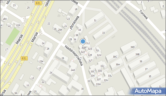Warszawa, Naddnieprzańska, 31D, mapa Warszawy