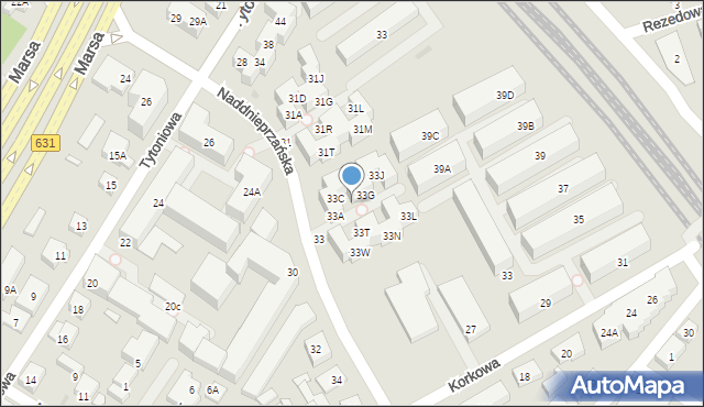 Warszawa, Naddnieprzańska, 33F, mapa Warszawy