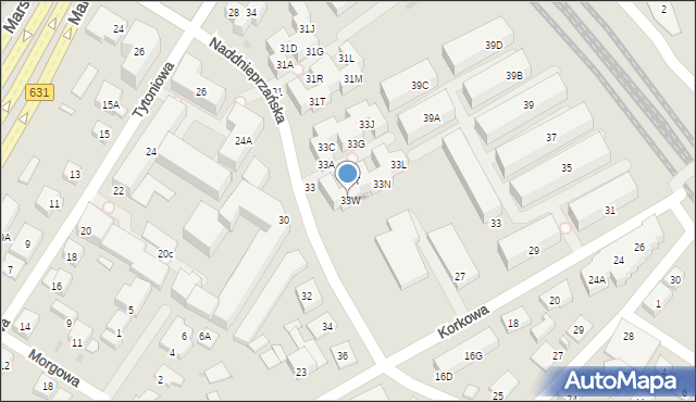 Warszawa, Naddnieprzańska, 33W, mapa Warszawy