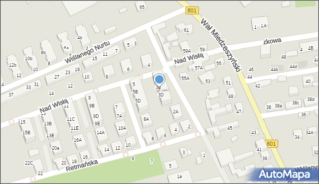 Warszawa, Nad Wisłą, 3C, mapa Warszawy